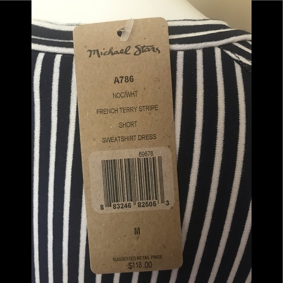 Michael Stars French Terry Stripe Sweatshirt Dress - Picture 4 of 5